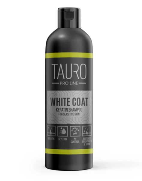 Tauro Pro Line šampūns suņiem un kaķiem White Coat Keratin, 250 ml/1000ml