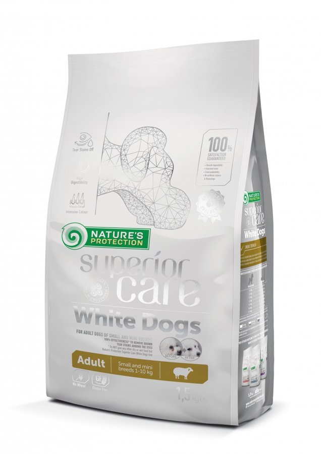 Nature‘s Protection Superior Care White dogs Lamb Adult small and mini breeds/ Baltiem suņiem ar Jēru visām mazām un pavisam mazām šķirnēm (1.5 kg, 4kg, 10 un 17 kg)