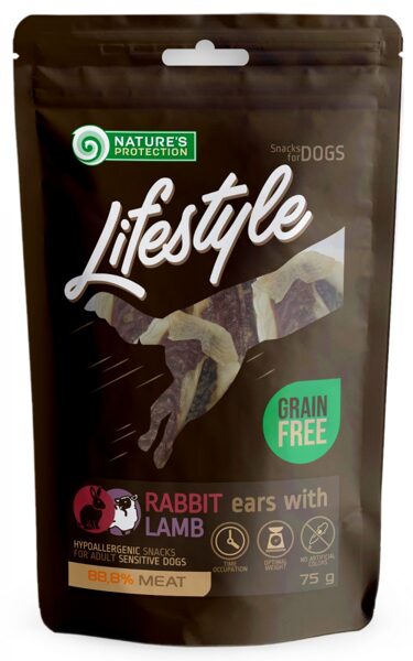 NATURE'S PROTECTION Lifestyle treats for dogs - rabbit ears with lamb